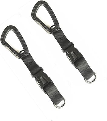 Toasis Tactical Key Ring Holder Gear Keychain Clip Nylon Webbing Quick Release Buckle Molle Bag Attachments (Black-2pcs)