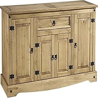 Seconique Corona 4 Door 1 Drawer Sideboard, Distressed Waxed Pine, 155 x 48.5 x 83.5 cm