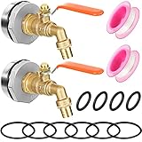 Drum Faucet Brass Rain Barrel Spigot Brass Faucet with EPDM Gasket Tape for 55 Gallon Drum (2...