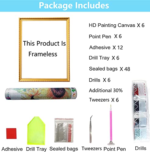 Bogviap 6 Pack Diamond Painting Tool Kits,Stitch Diamond Painting Kits For Adults & Kids,Diamond Painting Stitch Gem Art Craft Diy Home Wall Decor（12X16 Inch） #TOP4