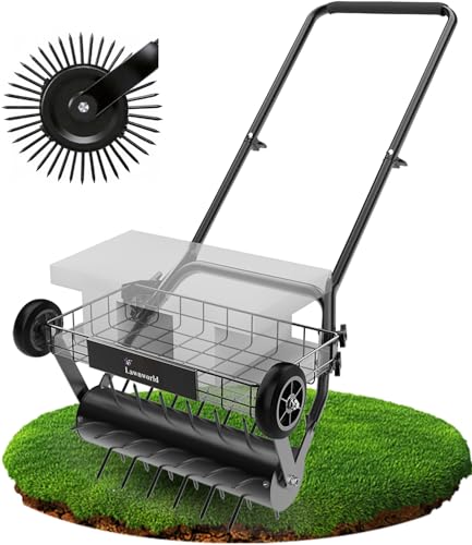 Lawn Aerator Tool Heavy Duty Manual Lawn Aerators with Dual Weight Up to 100 lbs Yard Aerator Lawn Tool with 39 Spikes Grass Aerator for Lawn Care