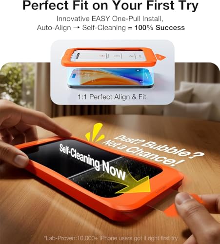 Image of Supershieldz DABEN Tempered Glass For iPhone 17 /16 Pro | 2 Pack, 6.3 inches, Screen Protector Guard, 10H Hardness, Military Grade Protection, Easy Install, Case-Friendly