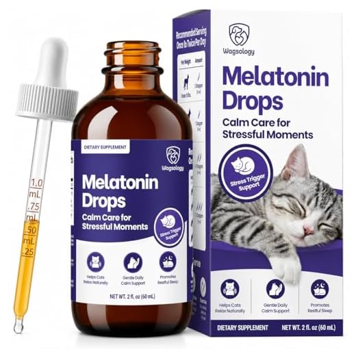 WAGSOLOGY Cat Melatonin Drops, Liquid Melatonin for Cats for Grooming, Travel and Vet Visits, Calming Cat Sedative for Grooming, Cat Sleep Aid, Cat Melatonin Treats