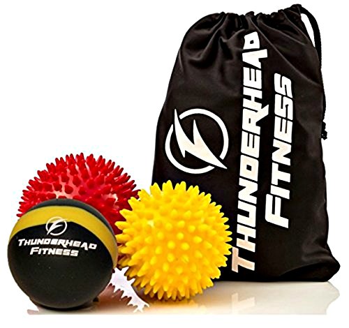 Massage Balls for Trigger Point Therapy, Myofascial Release, Plantar Fasciitis Relief, Muscle Pain, Deep Tissue Neck, Back & Foot Massager - Pressure Points – (2) Spiky Balls & (1) Lacrosse Ball