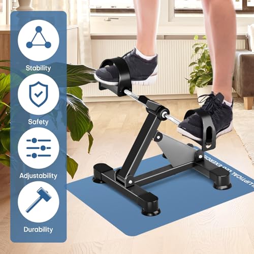 Image of Under Desk Elliptical Mat - Non-Slip Exercise Equipment for Peloton Bike, Small Exercise Mat for Desk Workout Equipment