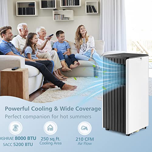 Petsite 8000 Btu Portable Air Conditioner, 3-In-1 Ac Cooling Unit With Remote Control, Dehumidifier & 24H Timer, Stand Up Air Conditioner Cools Rooms Up To 250 Sq.ft, Window Kit Included #TOP1