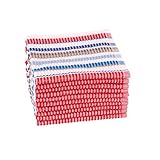 Clarysse Baumwoll Lappen im 10er Set zur Reiningung des Geschirrs, fusselfreies Baumwolltuch im Retro Stil, Haushaltstuch für Hochglanz Küchen, 33x35cm, Mehrfarbig: Blau, Rot, Stein, Hell blau, Stein