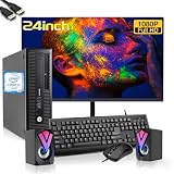 HP EliteDesk 800 G1 SFF Desktop PC with New 24' FHD Monitor and RGB Speakers PC Set, Core i7, 16GB RAM, 256GB SSD, 1TB HDD, Mouse & Keyboard, Windows 10 Pro (Renewed)