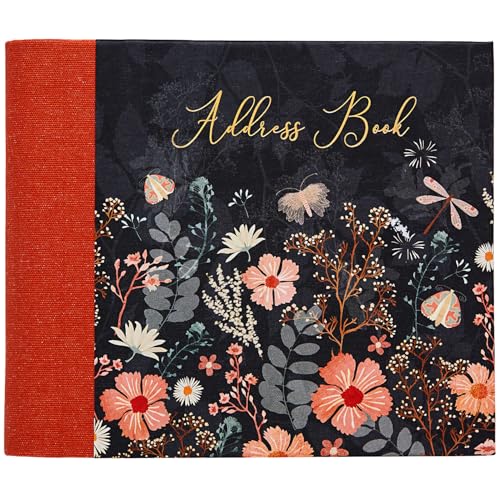 Design By Violet Midnight Madness Address Book – Elegant Navy Blue Floral Design with Foil Finish – 132 Pages, 520 Entries for Contacts & More