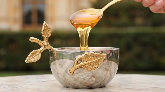 Amazon.com: Silver Honey Jar Dish, Apple & Leaf Honey, Jam Server