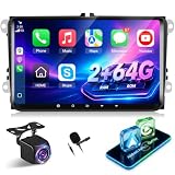 2G+64G Android Autoradio per VW Volkswagen Jetta Passat Seat Golf Tiguan Skoda Polo Beetle, 9 pollici Schermo Stereo, Wireless Carplay e Android Auto/GPS/Wi-Fi/Bluetooth/EQ/FM RDS Radio