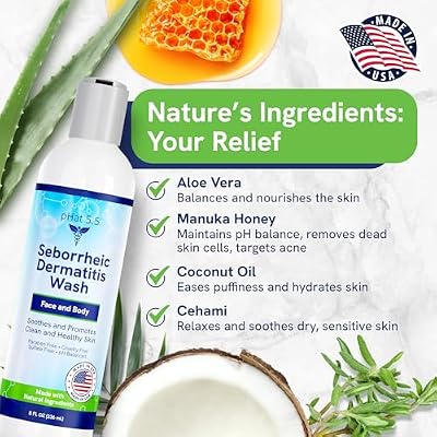 Seborrheic & Atopic Dermatitis Gentle Face Wash with Manuka Honey - Natural & Organic Face Cleanser & Body Wash For Sensitive Skin - Hypoallergenic, Paraben Free & Sulfate Free Acne Face Wash (8oz)