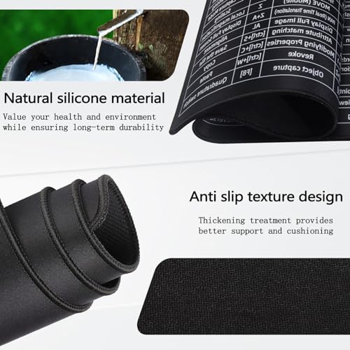 SNOMEL 0.15\" Thickened Excel Shortcuts Mousepad, 35.4\" x 15.7\" Extended Large Office Software Excel Mouse Pad, Anti-Slip Excel Cheat Sheet Desk Pad Keyboard Mat for Laptop Computer Work Accessories - Thumbnail 4