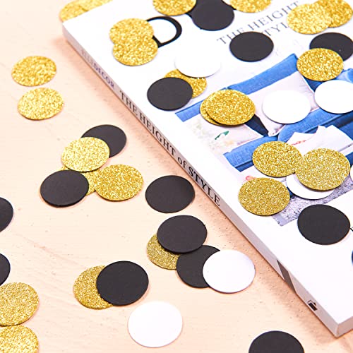 300Pc Black White Gold Paper Confetti, Circle Dots Glitter Party Table Confetti For Wedding Baby Shower Birthday Party Decoration Suppiles Table Decoration 1 Inch #TOP2