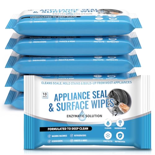 6 Pack 60 Pcs Home Appliance Surface Cleaner Wipes Heavy Duty Wipes for Cleaning Front Loading Washing Machine Dryer Stainless Steel Refrigerator Glass Cooktop Microwave Dishwasher Counter