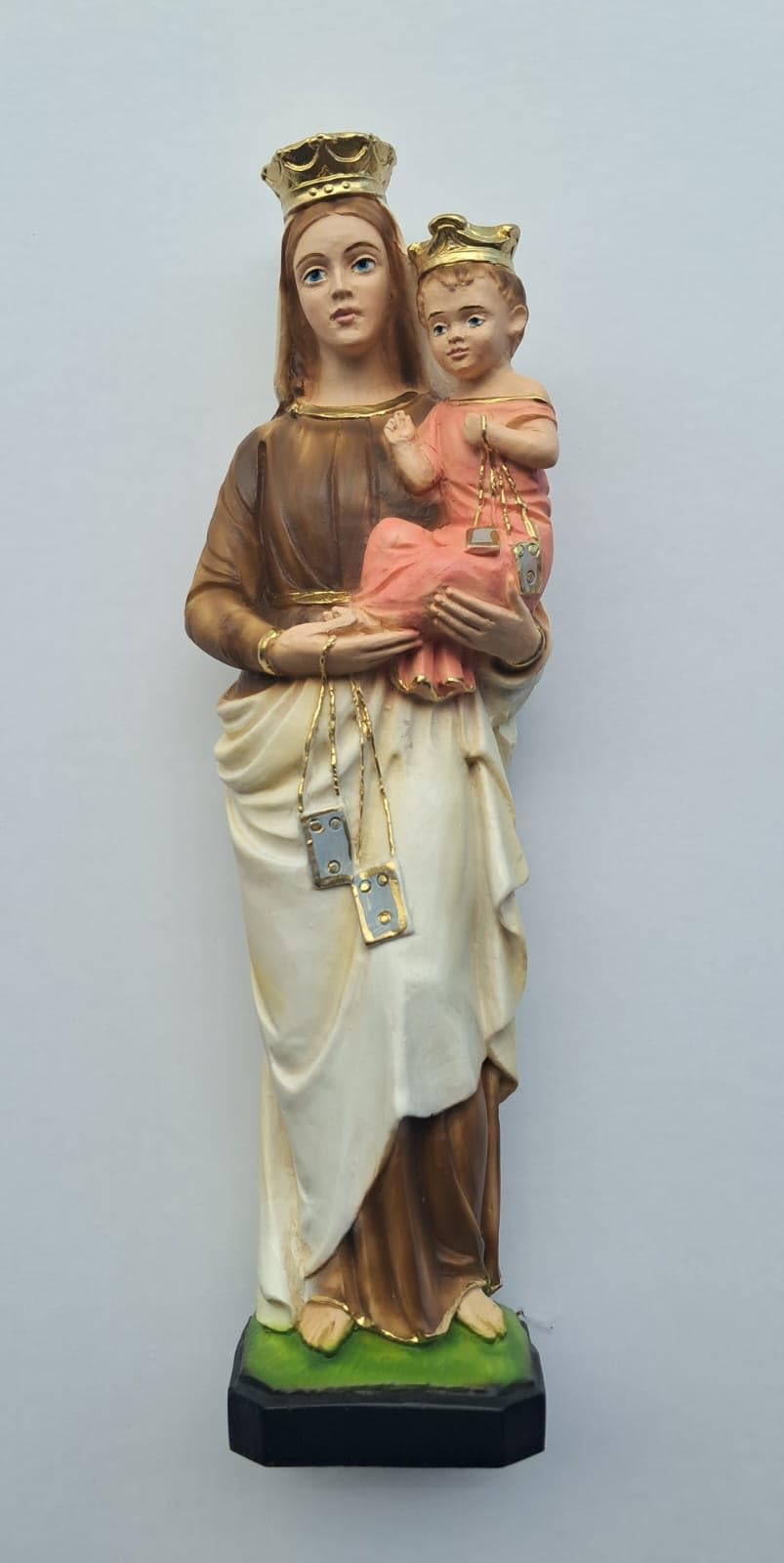 Generico Statua della Madonna del Carmine cm 30 (11,81 inches) in resina decorata a mano di produzione artigianale italiana per interni ed esterni