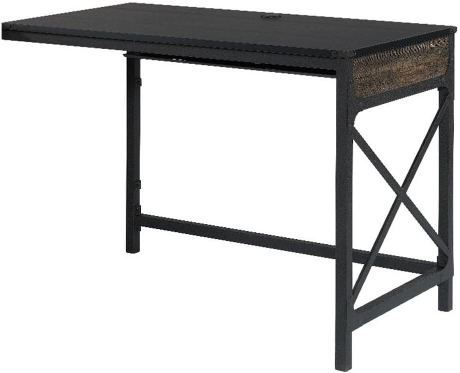 UrbanPro 42" Desk Return, Engineered Wood and Metal, Carbon Oak Finish, Melamine Top, Heat/Stain/Scratch Resistant, Cord Management, Durable Office Workspace Attachment