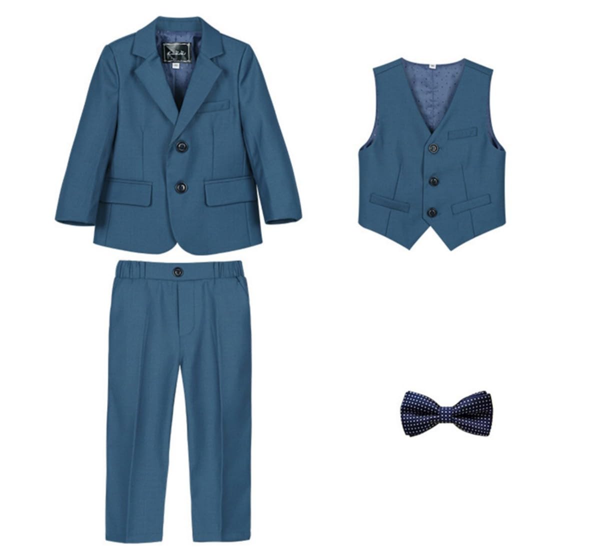 Traje de 3 piezas para niños, traje de portador de anillos de boda, chaleco, blazer y pantalones, traje de esmoquin con solapa de pico con lazo