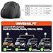BEBPLIE 2+2/4 Passenger Golf Cart Cover Fits for Yamaha EZGO Club Car, 420D Waterproof Durable Polyester Golf Cart Cover with 2 Zipper Doors - Black