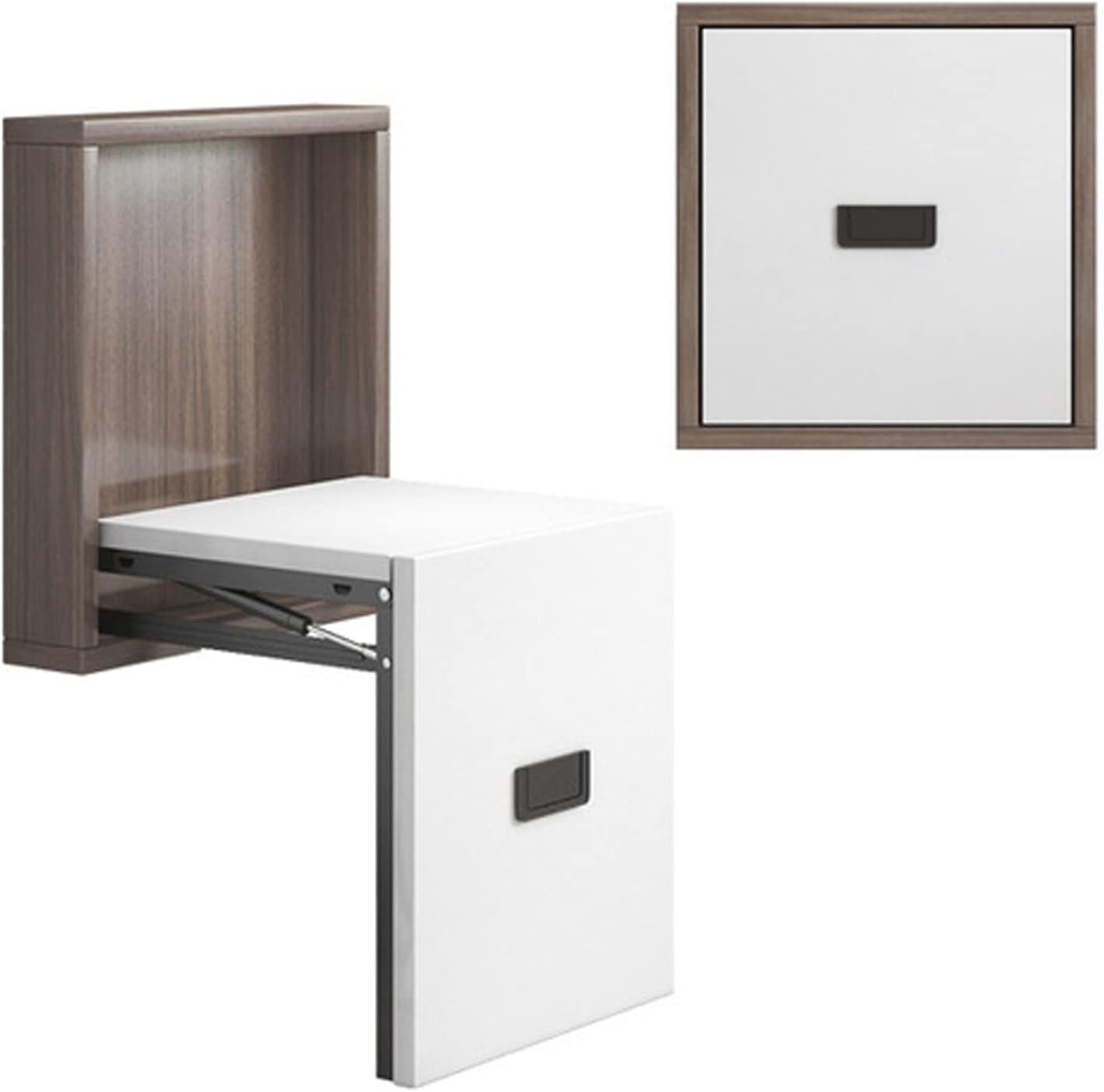 Teak Wood Folding Shower Seat Bench, Foldable Wall Mounted Seat, Folding Shower Stool/White Walnut