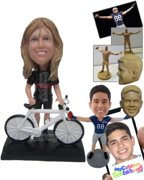 Custom Bobblehead Female Cyclist with A Mountain Bike - Sports & Hobbies Cycling Personalized Bobble