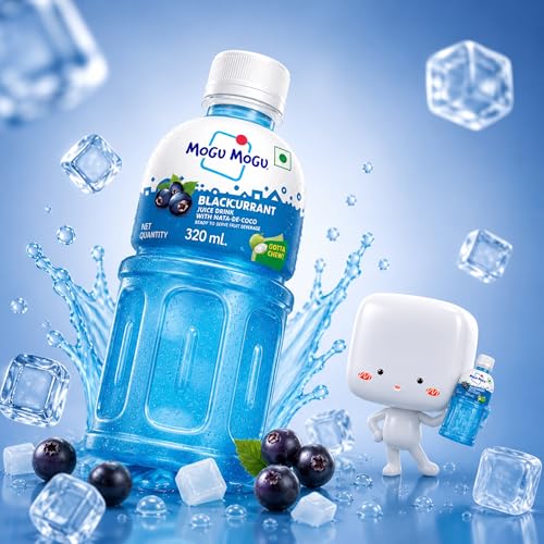 Image of Mogu Mogu Blackcurrant Juice with Nata de Coco Jelly 320ml | Refreshing Tropical Thai-Made Sip & Chew Beverage
