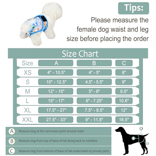 Image of Female Dog Diapers 5Pcs - Premium Reusable Diapers for Doggie in Heat - Highly Absorbent Dog Diapers Female for Pet Incontinence with Adjustable Snaps, Green, L