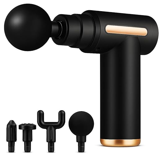 Massageador Elétrico Profissional Muscular Pistola de Massagem Recarregável Super Relaxante e Miofascial Ideal para Atletas e Praticantes de Esportes Acompanha 4 Ponteiras Removíveis e Possui Variação de Velocidades Cores Variadas Premium