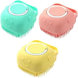 ليفه شاورفرشاة تنظيف الجسم من سيليكون ناعم مع موزع للصابون، فرشاة استحمام، تقشير مسطحة للجسم (3قطع مقاس 8سم في5.5سم لون *اخضر*اصفر*بينك )من رنا ستور