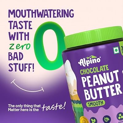 ALPINO Chocolate Peanut Butter Smooth | 19% Protein | Made with Roasted Peanuts, Chocolate Paste, Brown Sugar and Sea Salt | Plant Based Protein Peanut Butter Creamy (14.1 Ounce)