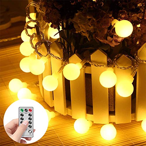 Preisvergleich Produktbild MINGER 4M LED Lichterkette, Globus Lichterkette Wasserdichte 40 LEDs Sternenball Lichter, 8 Beleuchtungsmodi, Batteriebetriebene Sternenfee Streifenlicht, Garten, Weihnachtsbaum, Party(Warmweiß)
