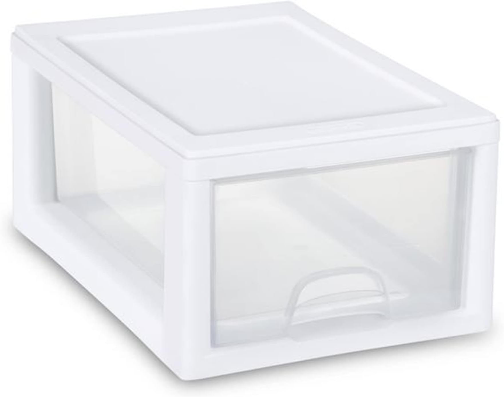 Clear Plastic Stackable Storage Drawer Container Box with White Frame (30 Pack)