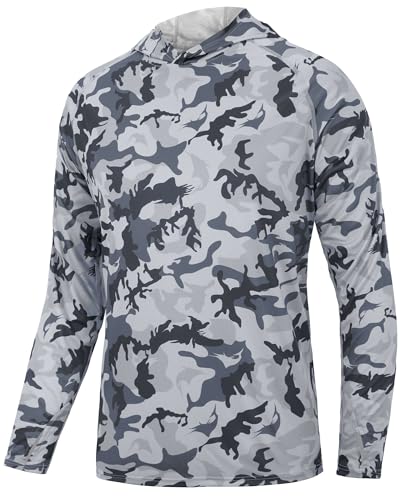 Image of FISHEAL Men's Camo Fishing Hoodie, UPF 50+ Long Sleeve Sun Protection Shirt
