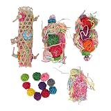 Jouets à Mâcher pour Oiseaux Broyeur de Nourriture Jouet Perroquets Jouets Suspendus à Mâcher Perroquet Cage Broyeur Jouet pour Perroquets Inséparable Cockatiel Conure