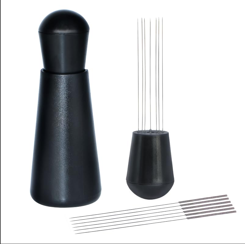 Wdt Espresso Distribution Tools, Espresso Accessories Stirrer and Coffee Distribution for Barista Tools, 12 x 0.35mm Coffee Needle Distributor with Extra 6 Espresso Whisk Replacement KIT(A2)
