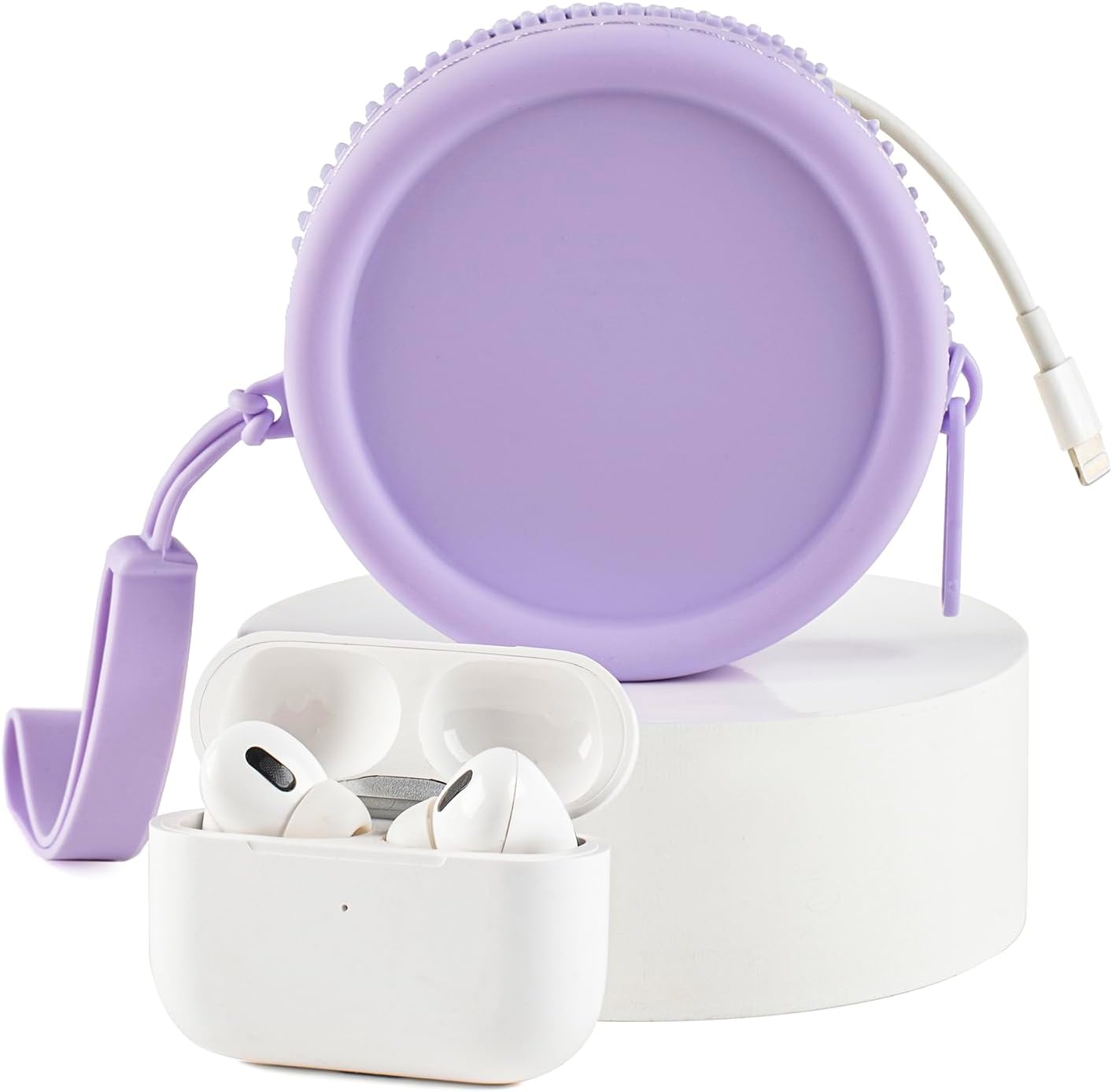 Small Silicone Makeup Bag for Women Round Purse Essentials Portable Cosmetic Accessories Organizer Small Travel Kit Storage Pouch (Purple) image 3