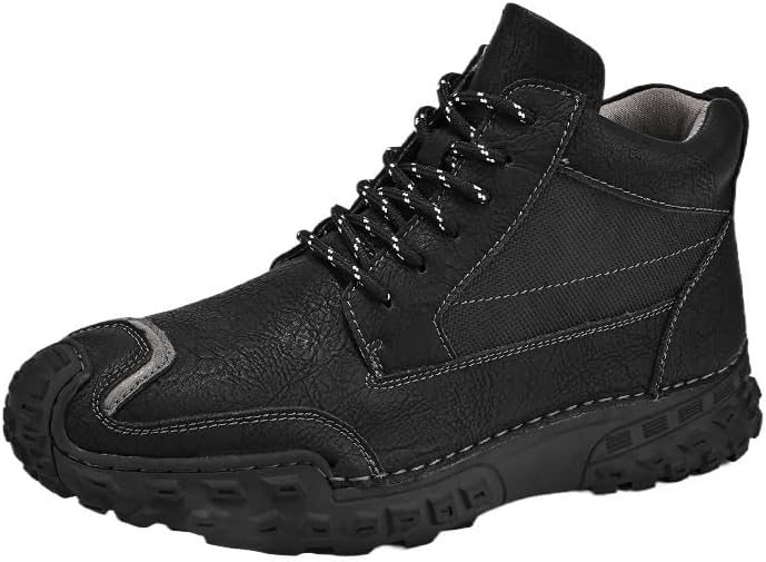 Shoes Men's Casual Thick-soled High-top Ankle Boots Versatile Splicing Lace-up Oxford Shoes for Travel Outdoor Activities Men Comfortable Non-slip Shoes