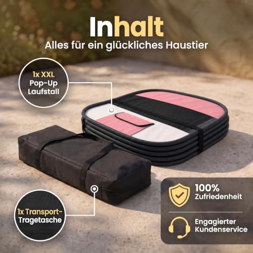 ALL PETS UNITED® Welpenauslauf 120cm Pink, Pop-Up Tierlaufstall Hunde