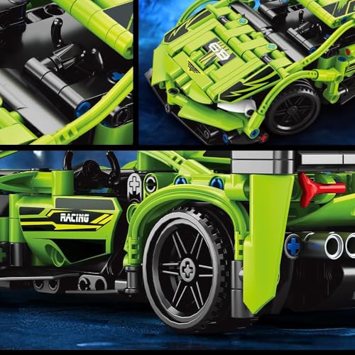 Image of Lamborghini RC Car Kit for Kids & Adults | 2.4GHz Remote Control DIY Sports Car | Rechargeable STEM Building Toy with Openable Doors (Lamborghini Green 428 PCS)