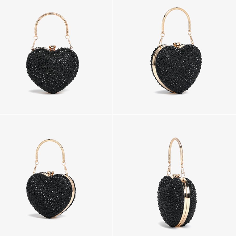Heart Shaped Clutch Purse Mini Love Heart Rhinestone Wedding Party Evening Handbag