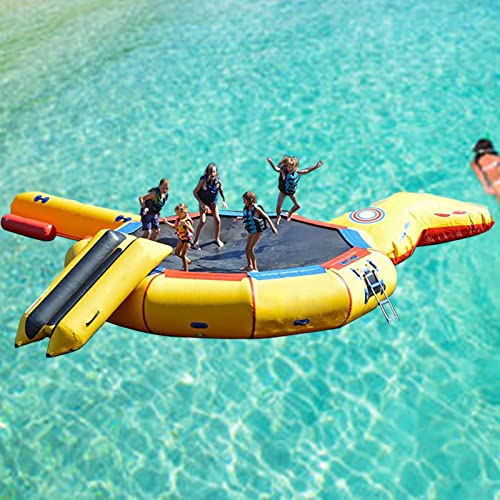 DameCo Trampolín Inflable acuático con tobogán, Plataforma de natación de Rebote para Adultos, niños, Piscinas, Lagos, océanos, 10 pies Interesting