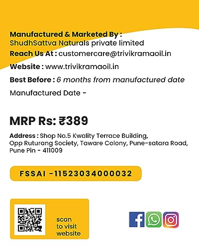 Image of Trivikrama Sesame Oil Bottle, 500 ML (Cheku /Ghani) | 100% Pure & Unrefined | Rich in MUFA & Omega-6 PUFA | Multipurpose Edible Oil | Contains Natural Anti-Oxidants