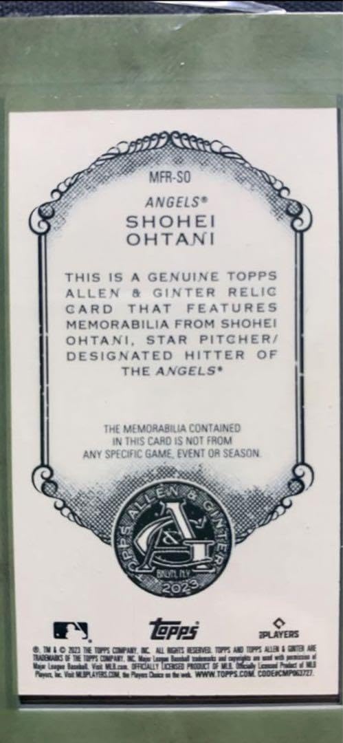 Amazon.co.jp: 大谷翔平・イチロー topps パッチカード Allen & Ginter 