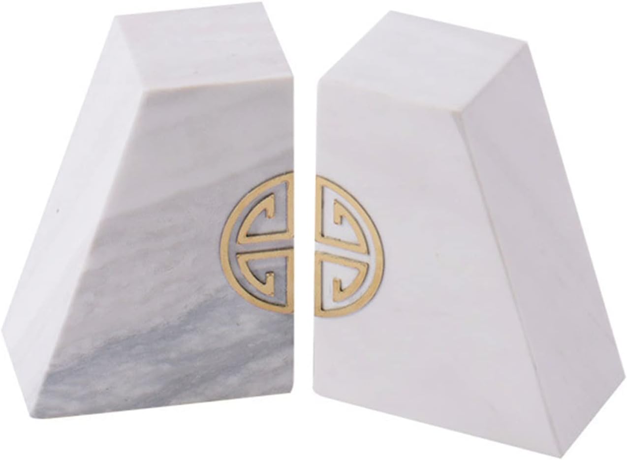 Zxnrtu 最小マーブルブックンドプレミアムモダンな装飾的なブックエンド ヘビー本の終わり 新作製品 世界最高品質人気 自然洗練された白い大理石 のブックンド