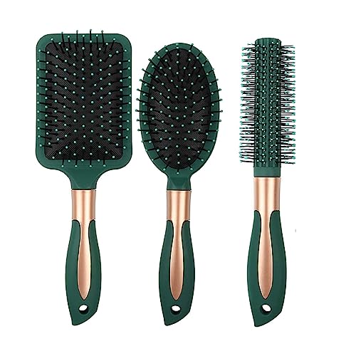 3 Pack Paddle Detangling Hair Brush, Wet Or Dry Comb For Women, Men & Kids - Removes Knots And Tangles, Best For Natural, Straight, Thick And Curly Hair - Pain Free For All Hair Types.