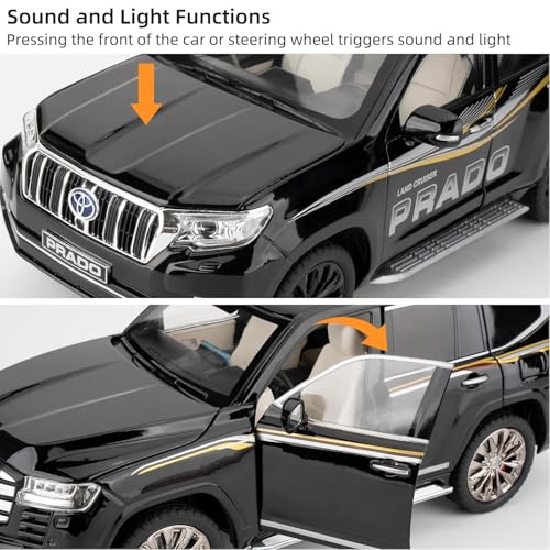 Image of 1:18 【Large】 Toyota Prado SUV Car Toy Metal Pull Back Diecast Car with Openable Door and Sound Light, Gifts Toys for Kids【 Colors as Per Stock 】