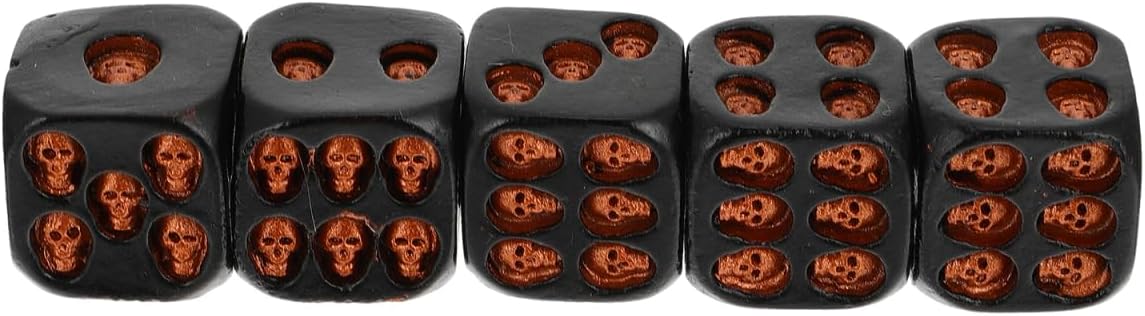 5Pcs Black Skull Dice Decorative Dice for Halloween Parties Bar Games and Events Detail Lightweight Easy to Carry