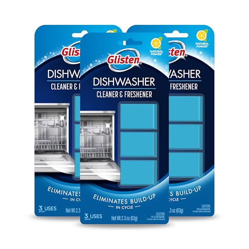 Glisten Dishwasher Cleaner and Freshener Deodorizer, Cleans and Freshens During Wash Cycle, Lemon Scent, 9 Tablets