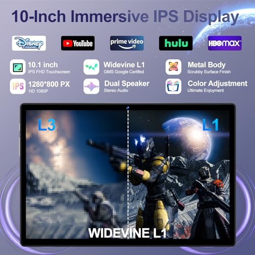 Image of 2026 Android 15 Tablet with Keyboard | Gemini AI, 30GB+128GB Octa-Core Electronics Tablets w / 10 Inch IPS HD Display, 8000mAh, 5G WiFi, 1TB Expand, Mouse+Case, BT 5.0, Widevine L1, Metal Body -Black