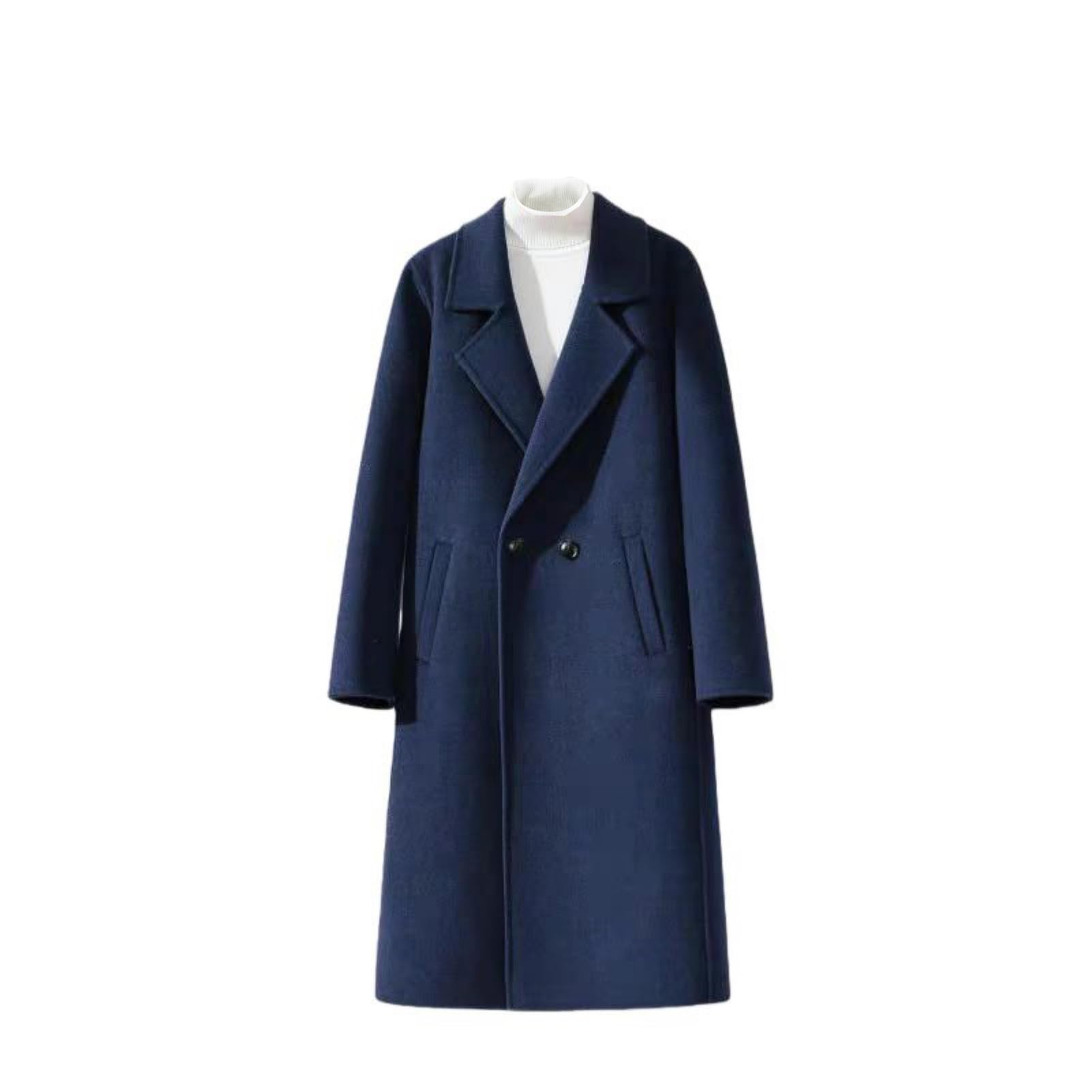 Cappotto invernale da uomo in lana cashmere double face con colletto